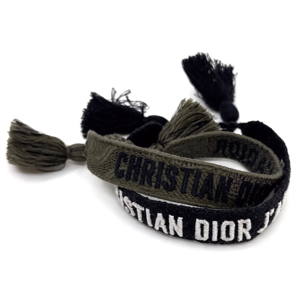 Christian Dior Woven Bracelet Set - Khaki, Black & White - Picture 6 of 6